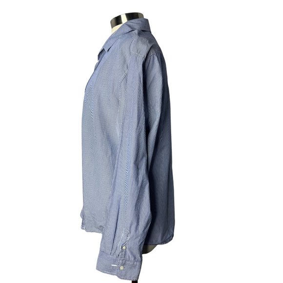 American Eagle outfitters blouse XL Blue white stripes long sleeve button up - Picture 5 of 14